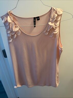 Milano Light Blush Sleeveless Petal-Shoulder Tank